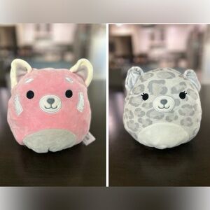 Flip A Mallow Squishmallow Dohna Pink Panda to Mischa Snow Leopard
